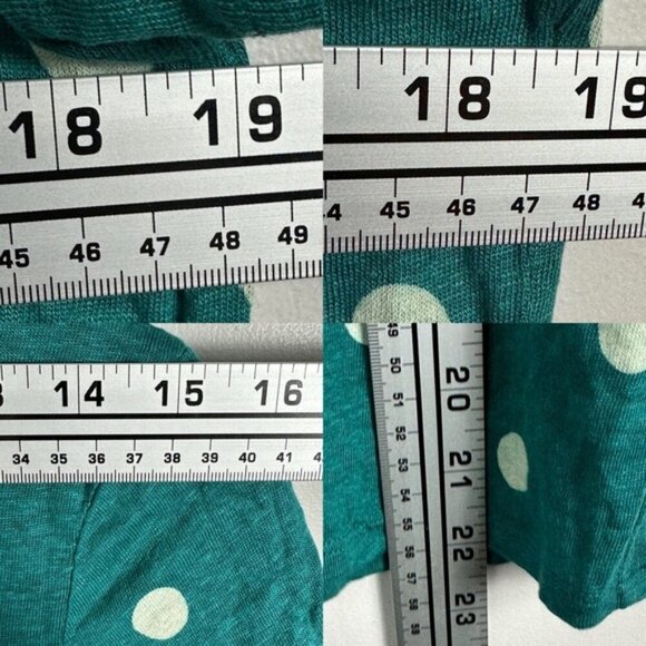 Sezane 100% Linen Andre T-Shirt Green White Polka Dots Size Medium Tee Blouse M - Picture 9 of 12